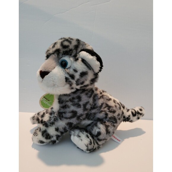 Aurora Babies Gray Black White Snow Leopard 10" Plush Blue Eyes Collar 2017 - Picture 1 of 10